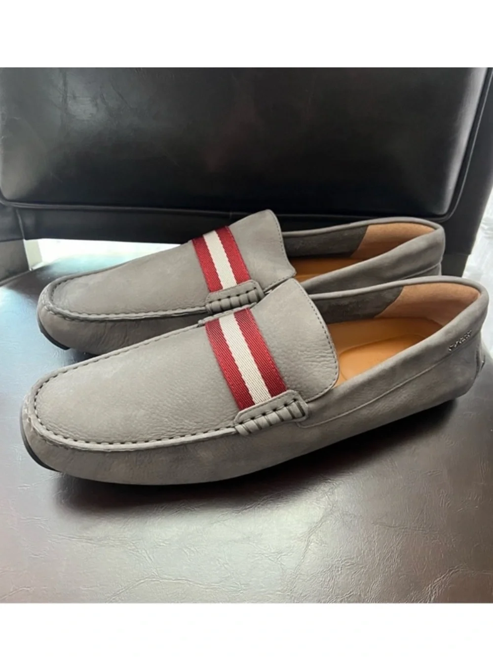 New! BALLY Logo Pearce Suede Leather Moccasin Driving Loafers